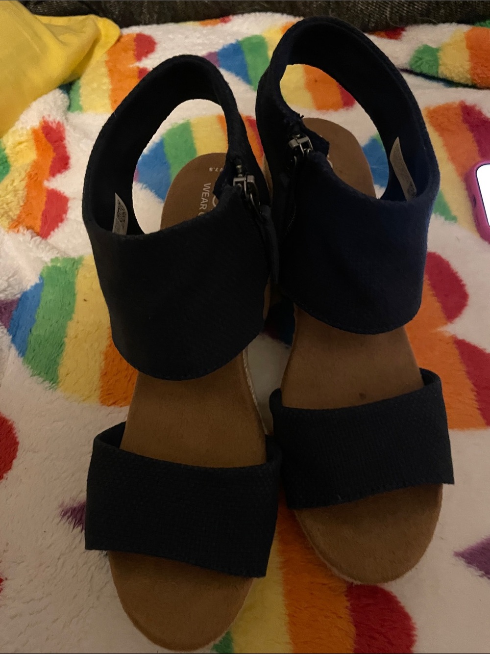 TOMS Blue Wide-Strap Slingback Sandals